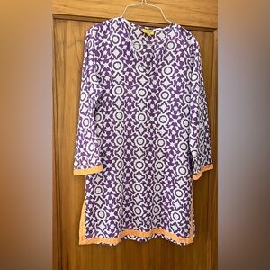 Roberta Roller Rabbit Purple and White Tunic with Orange Accents, size small